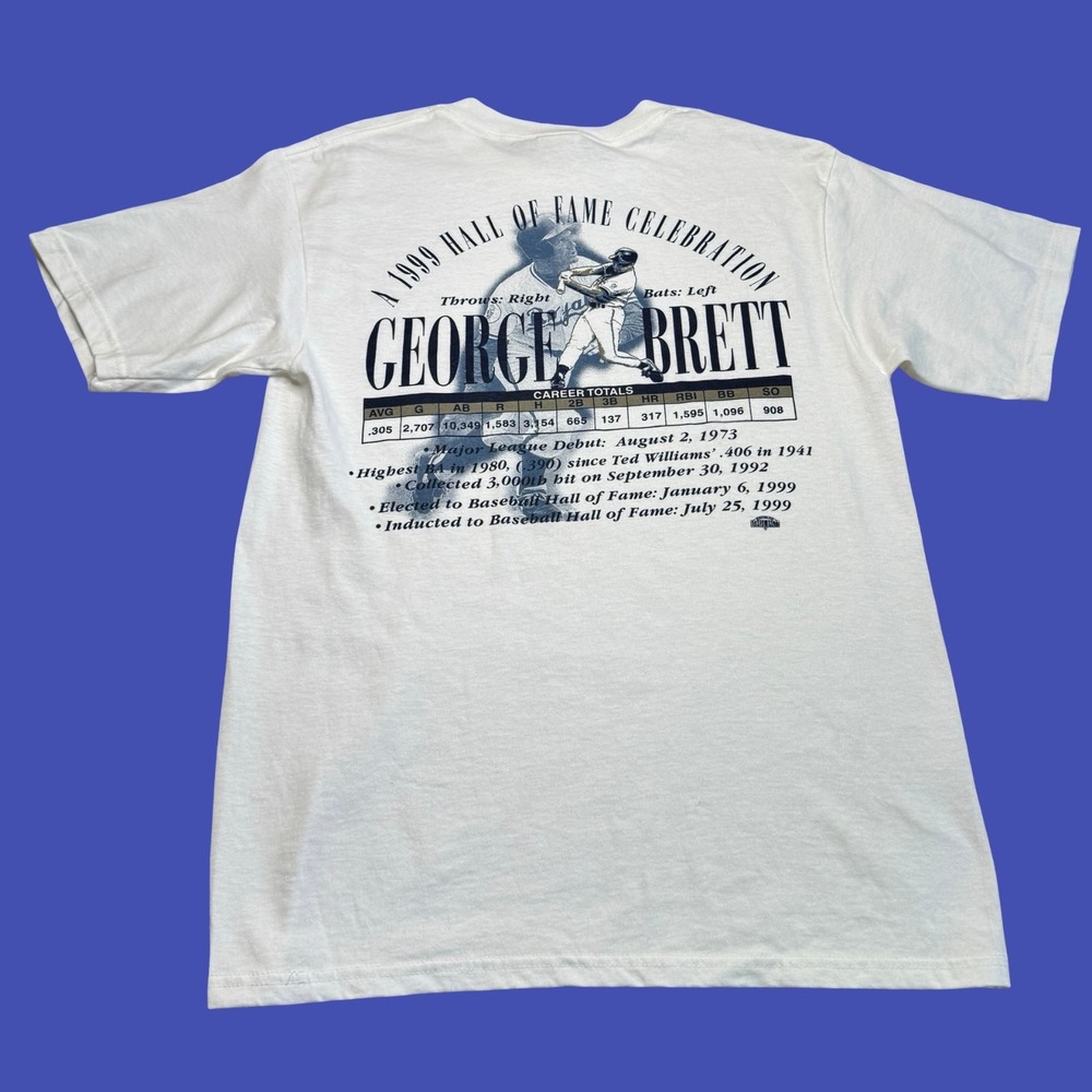 1999 Kansas City Royals George Brett T Shirt Medium Vintage MLB White HOF